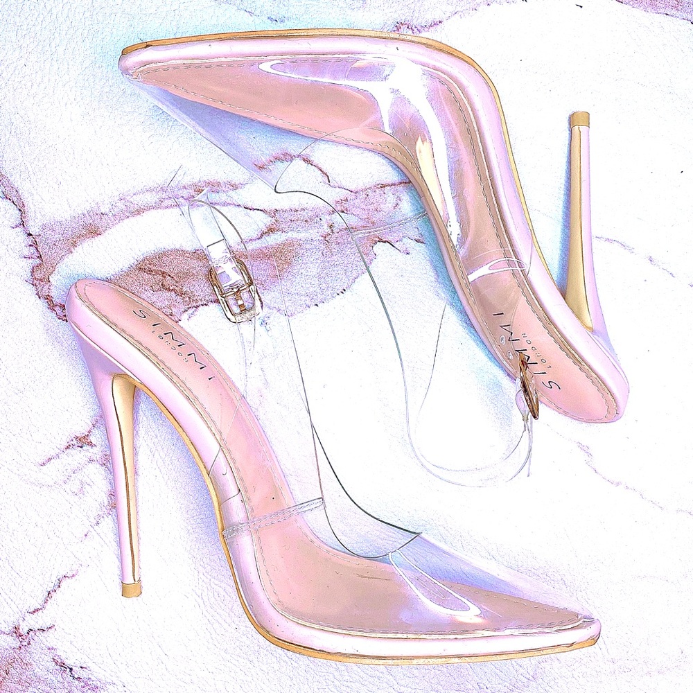 SOLD - SIMMI LONDON CLEAR NUDE SLINGBACK HEELS